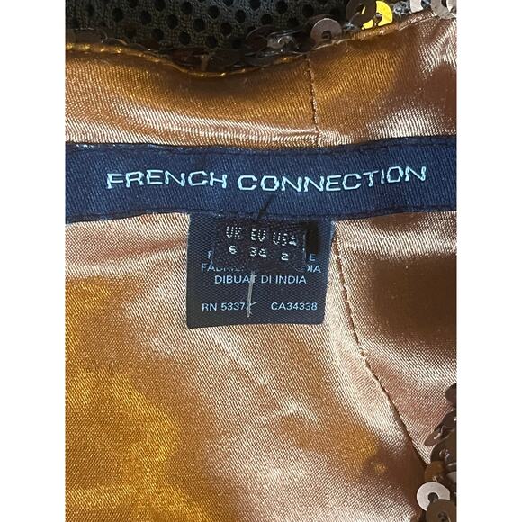 Womens French Connection Bronze Sequins Cowl Neck New Years Holiday Dress Size 6 - Picture 5 of 6